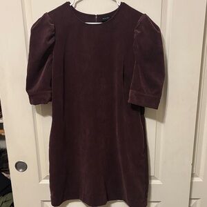 Who What Wear Rich Burgundy Mini Corduroy Dress